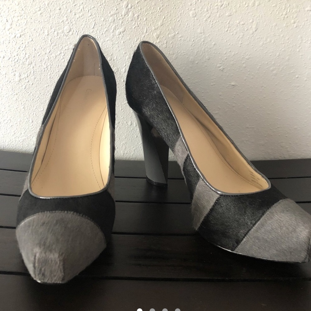 Calvin Klein Striped Calf Hair Platforms
